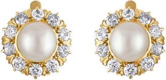 Mindi Mond Reconceived Victorian Pearl & Diamond Stud Earrings in Gold/Diamond/Pearl at Nordstrom