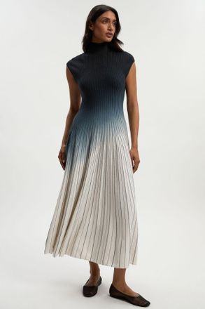 Karen Millen Womens Dip Dye Detail Knitted Maxi Dress - Navy Viscose - Size X-Small