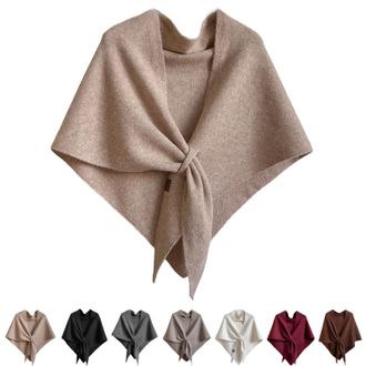 Generic Pashmina Shawl Wraps for Women, Womens Solid Color Knitted Wool Shawl for All Seasons, Wool Cashmere Sweater Scarf (Beige)