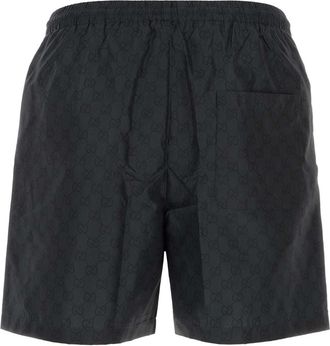 Gucci Mens Printed Polyester Swimming Shorts Blackgreymc