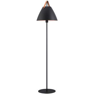 Nordlux Modern Indoor Floor Lamp Black Metal E27 Brown & Black Strap - Mains Powered, IP20