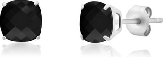 MAX + STONE 14k Yellow or White Gold 6MM Cushion Cut Gemstone Solitaire Gemstone Studs