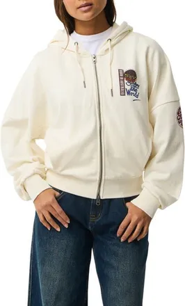 Rip Curl Surf the World Full Zip Graphic Hoodie in Bone at Nordstrom, Size Xx-Small