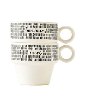 Bella Maison Set Of 2 Merci Ceramic Espresso Cups