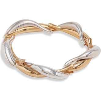 Bottega Veneta Sardine Mixed Metal Bracelet in Silver/Yellow Gold at Nordstrom, Size Medium