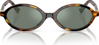 Miu Miu 0mu 04zs Tortoiseshell Acetate Oval Sunglasses