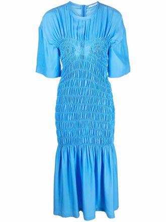 Stella McCartney elasticated panelled dress - women - Silk - 42 - Blue