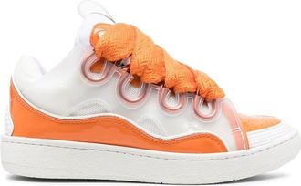 Lanvin Curb sneakers - women - Fabric/Calf Leather/Fabric/Rubber/Calf Leather/Polyester - 35 - Orange