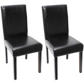 Hhg Non utilizzato] Set 2x sedie Littau pelle soggiorno cucina sala da pranzo 43x56x90cm nero piedi scuri