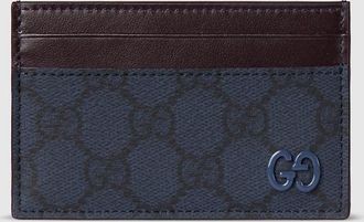Gucci Bordeaux Trim GG Card Case, Black, GG Canvas