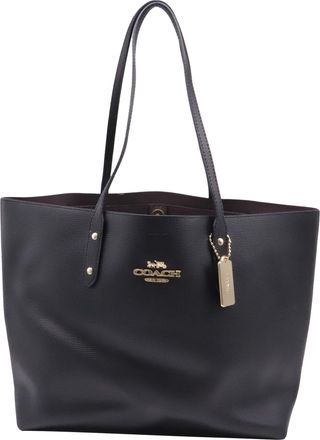 Coach Town Pebbled Tote Bag in Black Leather