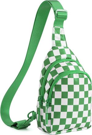 Generic Checkered Crossbody Bag for Women and Girls, Sling Bag Small Bag Backpack Chest Bag Fanny Packs Wallets Purses for Women (Checkered Kelly Green)