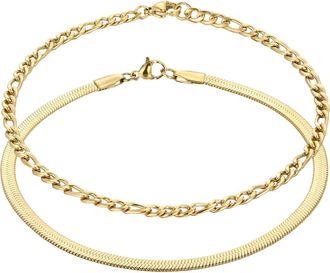 Adornia Set of 2 18K Gold Plated Stainless Steel Chain Anklets at Nordstrom Rack
