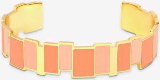 Bangle Up Goldener emaillierter Armreif In&egrave;s Multicolore - Orange Corail - 15mm