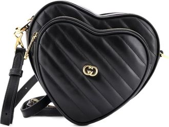 Gucci Interlocking G Heart Diagonal Quilted Leather Mini shoulder bag - Nero