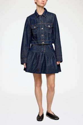 Ganni Navy Skirt in Rinse Denim - Size 34 Organic Cotton