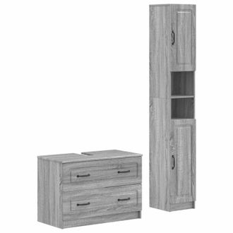 vidaXL Juego De Gabinete De Ba&ntilde;o De 2 Piezas Utrecht Sonoma Gris Vidaxl