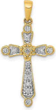 Diamond2Deal 14k Yellow Gold 1/5 carat Diamond Cross Pendant