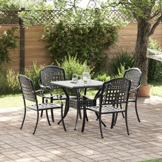 vidaXL Garden Table Set 5 pcs Black Cast Aluminium vidaXL