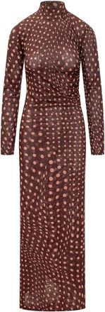 Stella McCartney Polka Dot Lange Jurk - Dames - Maxi kleedjes - Bruin - S - Kleedjes
