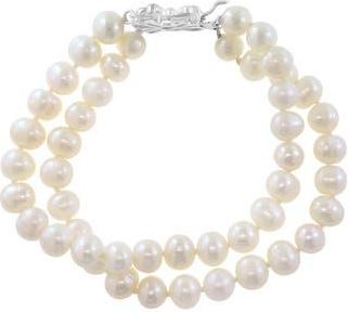 Effy Sterling Silver Freshwater Pearl Double Strand Bracelet in White at Nordstrom Rack, Size 7