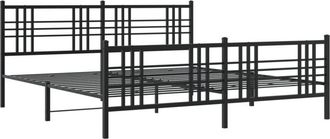 vidaXL Vidaxl - Estructura Cama Sin Colch&oacute;n Con Estribo Metal Negro 200x200 Cm