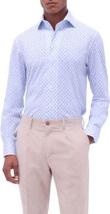 Bugatchi Devon OoohCotton Paisley Button-Up Shirt in Ice at Nordstrom Rack, Size Xxx-Large