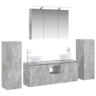vidaXL Juego De Muebles De Ba&ntilde;o 6 Pcs Gris Hormig&oacute;n Vidaxl