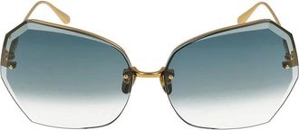 Linda Farrow Lila C2 Geel Goud Zonnebril - Dames - Zonnebrillen - Geel - 69 MM - Accessoires