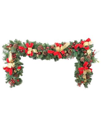 Creative Displays Inc. Handcrafted 9Ft Holiday Garland With Ornaments, Pinecones & Bows