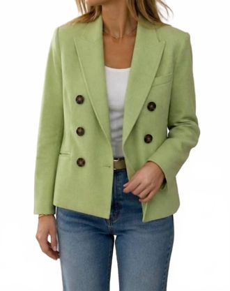 Veronica Beard Pre-Loved Womens Nevis Double Breasted Crop Blazer In Light Green Pistachio