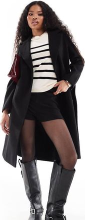 Vero Moda Petite belted formal midi coat in black
