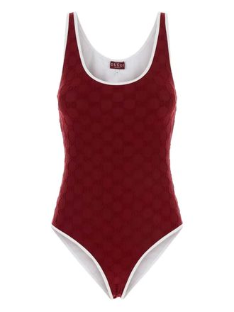 Gucci monogram-embossed swimsuit - women - Elastane/Nylon/Polyester/Elastane - L - Red