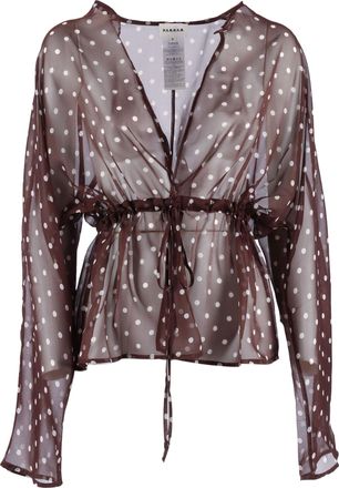 P.A.R.O.S.H. Sheer Brown V Neck Blouse