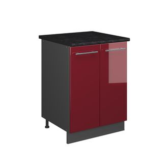 Vicco Mueble Bajo Para Fregadero Fame-line, Rojo Burdeos Alto Brillo/antracita, 60 Cm, Vicco