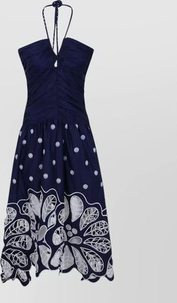 Farm Rio cotton sleeveless embroidered midi dress
