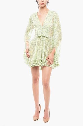 Stella McCartney Vestito a Balze VALDA in Seta a Motivo Floreale Stella McCartney