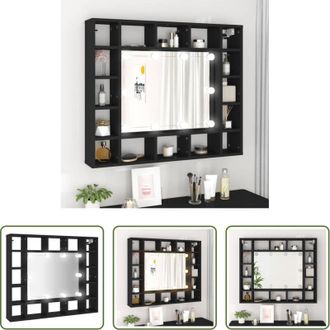 vidaXL Armadietto per trucco - Armadietto a Specchio con LED Nero 91x15x76,5 cm