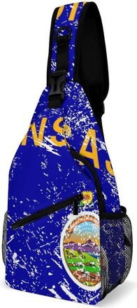 Generic Kansas State Flag Mens Print Crossbody Large Sling Backpack Casual Chest Bag Gift for Traveling Hiking Workout