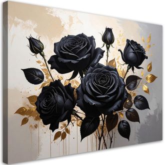 Feeby Impresi&oacute;n De Imagen Rosas Negras Sobre Fondo Beige 100x70