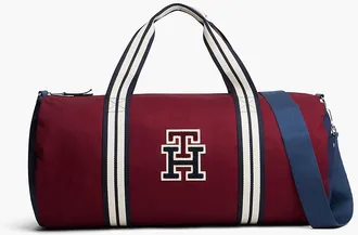 Tommy Hilfiger Varsity Monogram Canvas Duffel Bag - Burgundy