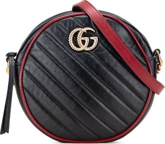 Gucci Pre-owned Womens Marmont Round Shoulder Bag - Black Leather - One Size