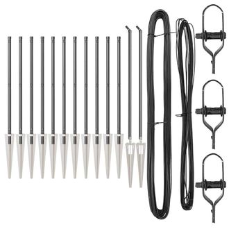 Berkfield Home Fence Posts Set Set of 13 Grey Metal