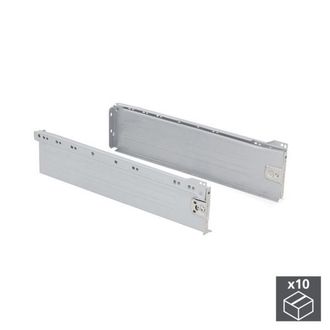 Emuca Lote De 10 Cajones De Cocina Ultrabox, Altura 118mm, Profundidad 350mm, Acero, Gris Metalizado
