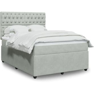 vidaXL Vidaxl - Cama Box Spring Con Colch&oacute;n Terciopelo Gris Claro 160x200 Cm