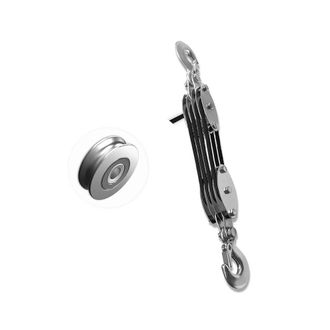 OEM Sistema De Poleas, Polipasto De 4 Ruedas, Carga De Trabajo De 2200 Lb Con 65 Pies De Cuerda De 1/4, Cuerda Negra Compacta