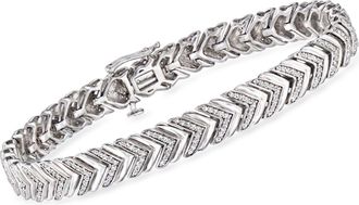 Ross-Simons Diamond Chevron-Link Bracelet in Sterling Silver