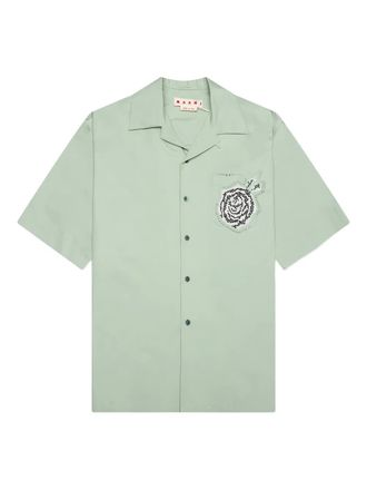 Marni crystal-embellished pocket shirt - men - Cotton - 54 - Green