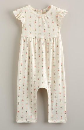 Nordstrom Sweet Ruffle Romper in Ivory Egret Cottage Floral at Nordstrom, Size 18M