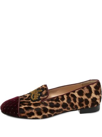 Christian Louboutin leopard-pattern slipper - Brown